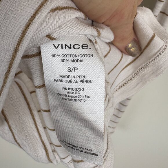 Vince Off White & Brown Reverse Stripe Long Sleeve Cotton Fisherman Nautical - Picture 8 of 10